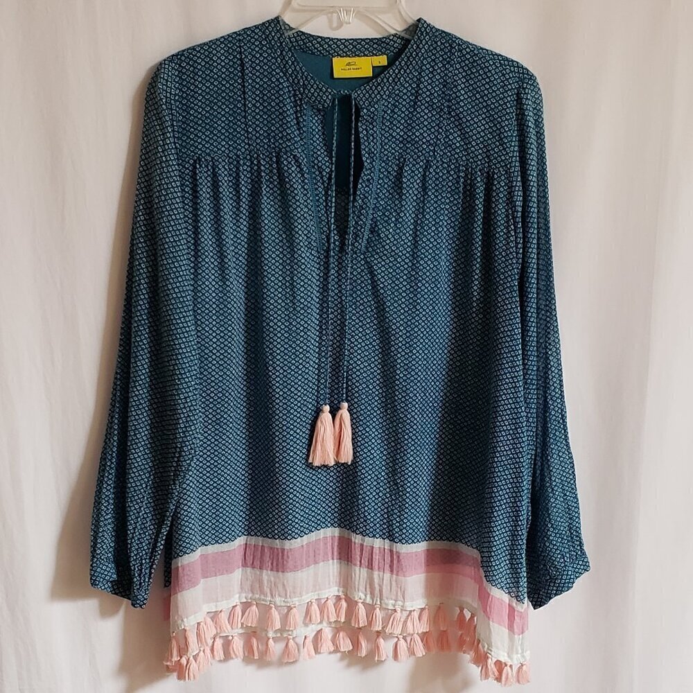 Roller Rabbit - Teal and Blue Cotton Top. Size Small